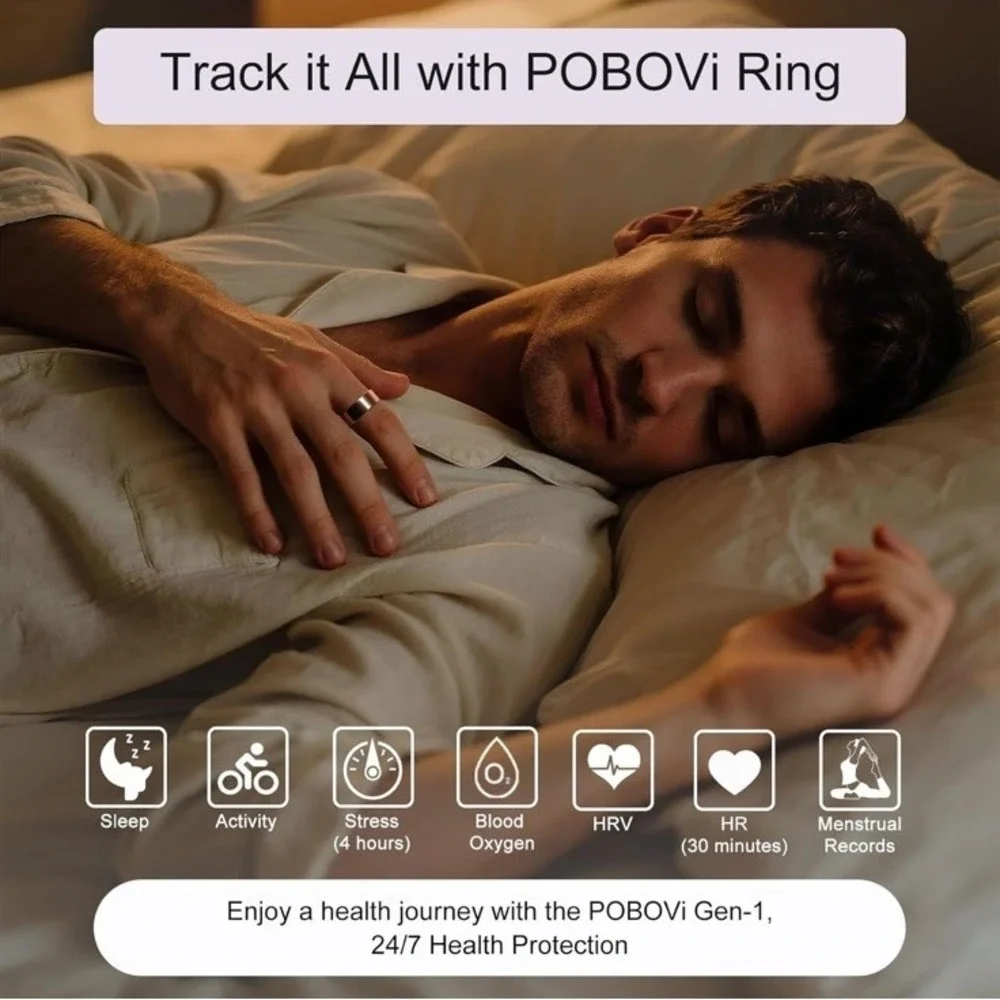 Smart Ring for Women Men- Sleep/Fitness/Stress/Heart Rate Tracker- Menstrual Rec